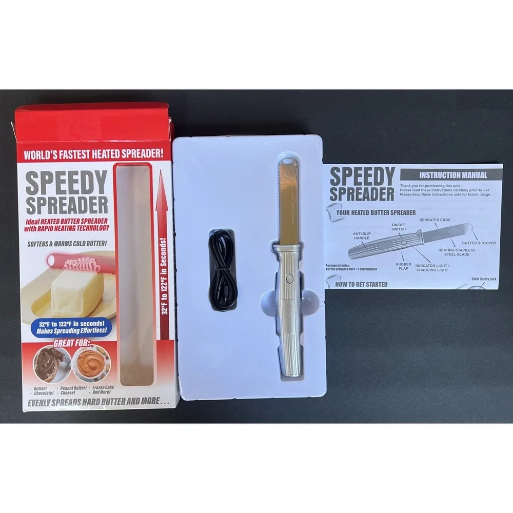 Speedy Spreader Heated Butter Knife As Seen On TV Rechargeable Stainless Steel
